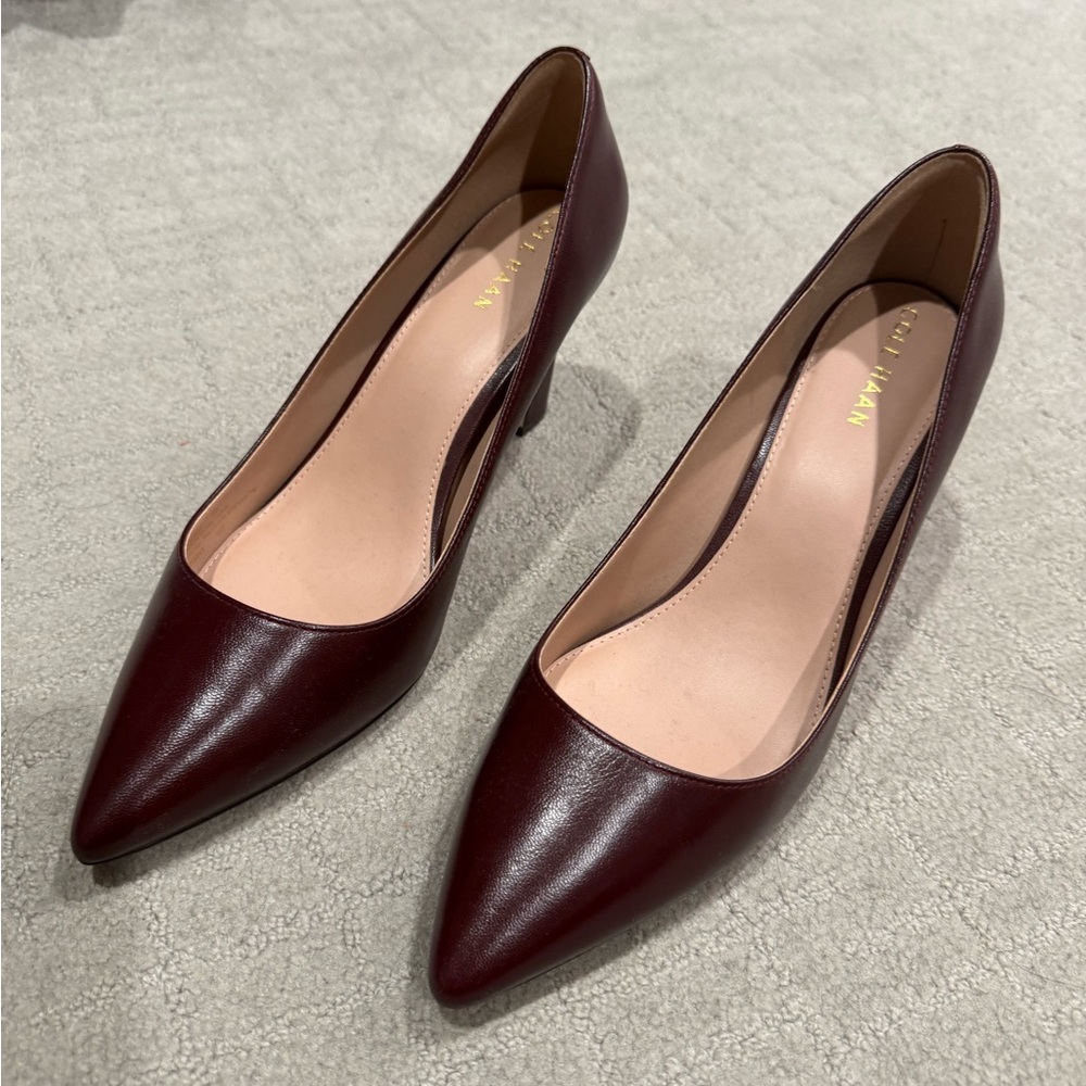 COLE HAAN LEATHER WINE PUMPS SZ 10 NEW